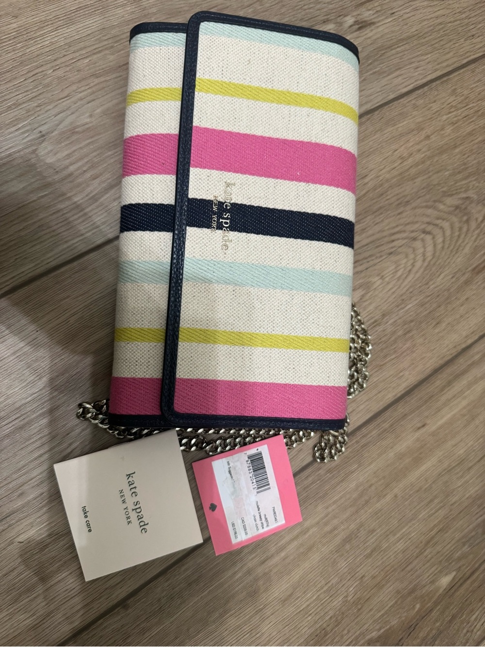 kate spade Multicolor Striped Chain Crossbody — Pink, Navy & Yellow